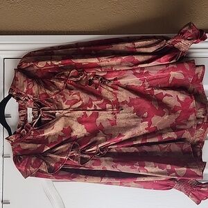 New Entro Satin Ruffle Blouse, Sz. Small,  NWT